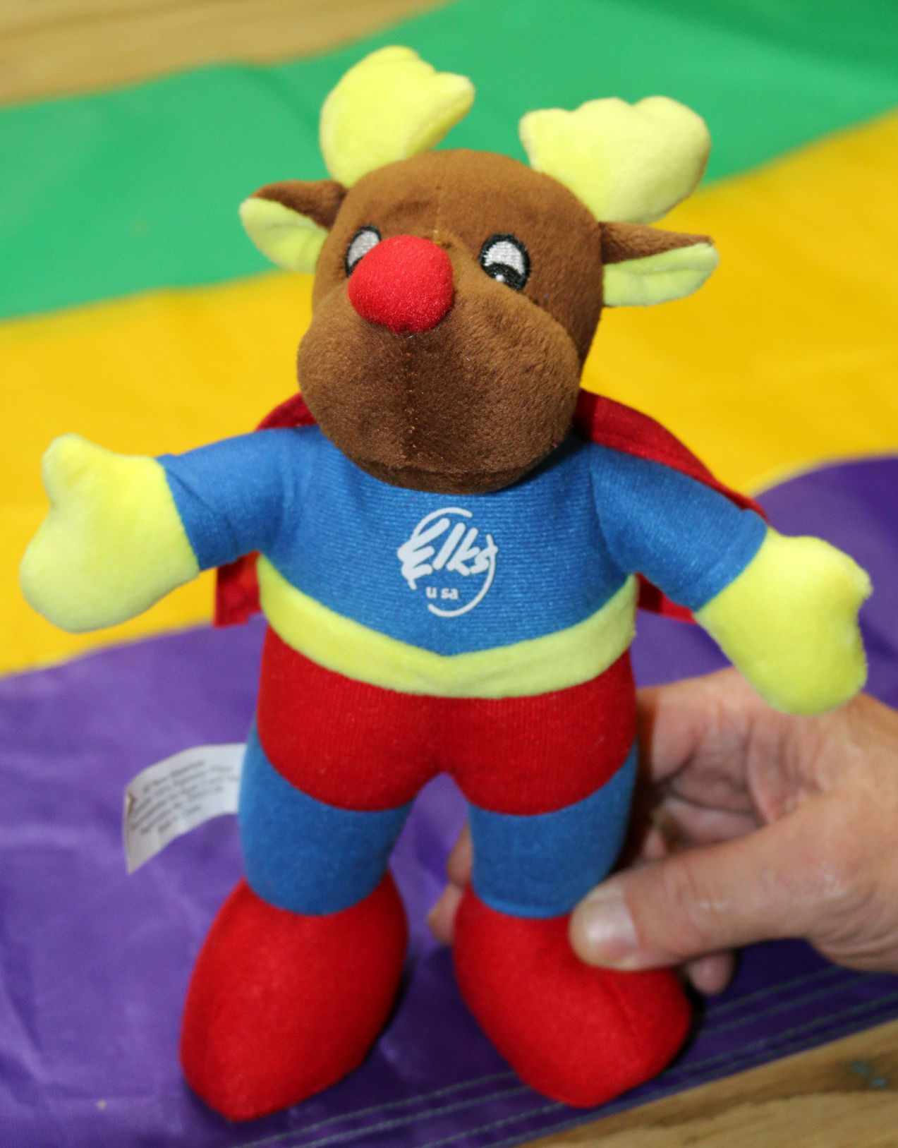 Krewe of Elks Orleans throws: Elroy the Elk, footballs and medallions